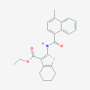 molecular formula C23H23NO3S B398859 Ethyl 2-[(4-methyl-1-naphthoyl)amino]-4,5,6,7-tetrahydro-1-benzothiophene-3-carboxylate 