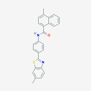 molecular formula C26H20N2OS B398865 4-methyl-N-[4-(6-methyl-1,3-benzothiazol-2-yl)phenyl]-1-naphthamide 