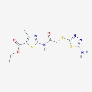 molecular formula C11H13N5O3S3 B3988664 ethyl 2-({[(5-amino-1,3,4-thiadiazol-2-yl)thio]acetyl}amino)-4-methyl-1,3-thiazole-5-carboxylate 