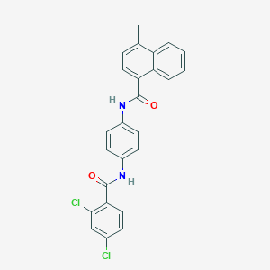 molecular formula C25H18Cl2N2O2 B398869 N-{4-[(2,4-dichlorobenzoyl)amino]phenyl}-4-methyl-1-naphthamide 