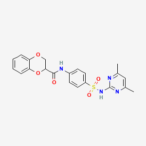 molecular formula C21H20N4O5S B3988716 N-(4-{[(4,6-dimethyl-2-pyrimidinyl)amino]sulfonyl}phenyl)-2,3-dihydro-1,4-benzodioxine-2-carboxamide 