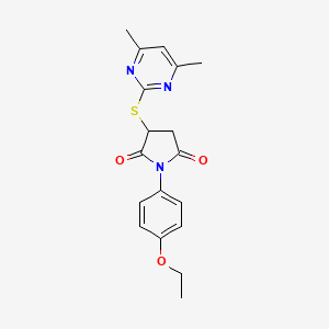 molecular formula C18H19N3O3S B3988742 3-[(4,6-dimethyl-2-pyrimidinyl)thio]-1-(4-ethoxyphenyl)-2,5-pyrrolidinedione 