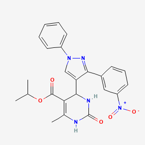 molecular formula C24H23N5O5 B3988754 propan-2-yl 6-methyl-4-[3-(3-nitrophenyl)-1-phenyl-1H-pyrazol-4-yl]-2-oxo-1,2,3,4-tetrahydropyrimidine-5-carboxylate 