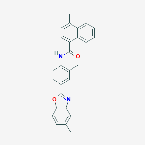 4-methyl-N-[2-methyl-4-(5-methyl-1,3-benzoxazol-2-yl)phenyl]-1-naphthamide