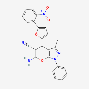 molecular formula C24H17N5O4 B3988773 6-amino-3-methyl-4-[5-(2-nitrophenyl)-2-furyl]-1-phenyl-1,4-dihydropyrano[2,3-c]pyrazole-5-carbonitrile 