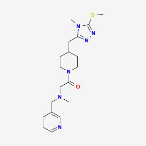 molecular formula C19H28N6OS B3988781 N-methyl-2-(4-{[4-methyl-5-(methylthio)-4H-1,2,4-triazol-3-yl]methyl}piperidin-1-yl)-2-oxo-N-(pyridin-3-ylmethyl)ethanamine 