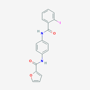 molecular formula C18H13IN2O3 B398879 Furan-2-carboxylic acid [4-(2-iodo-benzoylamino)-phenyl]-amide 