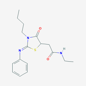 molecular formula C17H23N3O2S B398885 2-[3-butyl-4-oxo-2-(phenylimino)-1,3-thiazolidin-5-yl]-N-ethylacetamide 