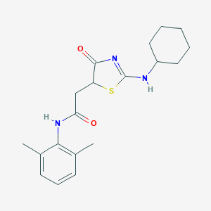 2-[2-(cyclohexylimino)-4-oxo-1,3-thiazolidin-5-yl]-N-(2,6-dimethylphenyl)acetamide