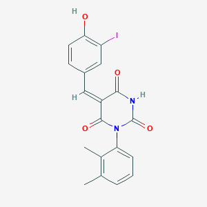 molecular formula C19H15IN2O4 B3988924 1-(2,3-dimethylphenyl)-5-(4-hydroxy-3-iodobenzylidene)-2,4,6(1H,3H,5H)-pyrimidinetrione 