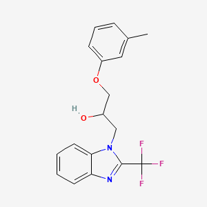 molecular formula C18H17F3N2O2 B3988946 1-(3-methylphenoxy)-3-[2-(trifluoromethyl)-1H-benzimidazol-1-yl]-2-propanol 