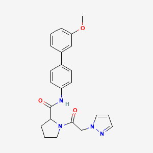 molecular formula C23H24N4O3 B3988965 N-(3'-methoxy-4-biphenylyl)-1-(1H-pyrazol-1-ylacetyl)prolinamide 