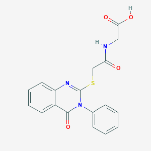 molecular formula C18H15N3O4S B3989106 N-{[(4-oxo-3-phenyl-3,4-dihydro-2-quinazolinyl)thio]acetyl}glycine 