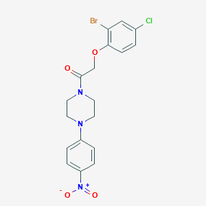 molecular formula C18H17BrClN3O4 B398911 2-(2-Bromo-4-chlorophenoxy)-1-[4-(4-nitrophenyl)piperazin-1-yl]ethanone 