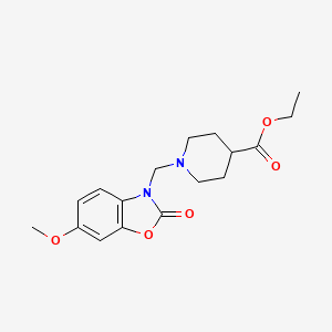 molecular formula C17H22N2O5 B3989124 ethyl 1-[(6-methoxy-2-oxo-1,3-benzoxazol-3(2H)-yl)methyl]-4-piperidinecarboxylate 