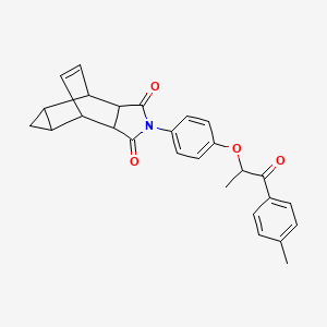 4-{4-[1-methyl-2-(4-methylphenyl)-2-oxoethoxy]phenyl}-4-azatetracyclo[5.3.2.0~2,6~.0~8,10~]dodec-11-ene-3,5-dione