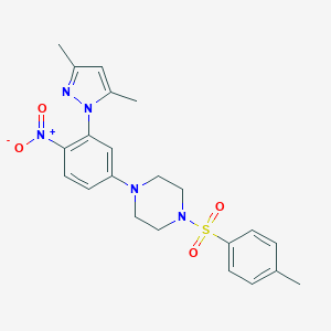 molecular formula C22H25N5O4S B398917 1-[3-(3,5-dimethyl-1H-pyrazol-1-yl)-4-nitrophenyl]-4-[(4-methylphenyl)sulfonyl]piperazine 
