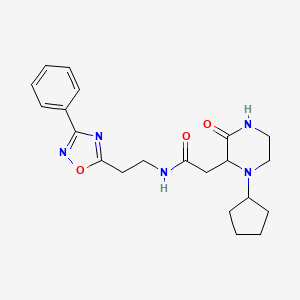 molecular formula C21H27N5O3 B3989174 2-(1-cyclopentyl-3-oxo-2-piperazinyl)-N-[2-(3-phenyl-1,2,4-oxadiazol-5-yl)ethyl]acetamide 