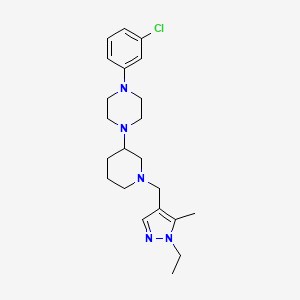 molecular formula C22H32ClN5 B3989205 1-(3-chlorophenyl)-4-{1-[(1-ethyl-5-methyl-1H-pyrazol-4-yl)methyl]-3-piperidinyl}piperazine 