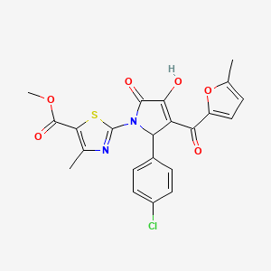 molecular formula C22H17ClN2O6S B3989206 methyl 2-[2-(4-chlorophenyl)-4-hydroxy-3-(5-methyl-2-furoyl)-5-oxo-2,5-dihydro-1H-pyrrol-1-yl]-4-methyl-1,3-thiazole-5-carboxylate 