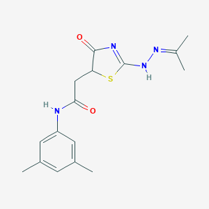 molecular formula C16H20N4O2S B398921 N-(3,5-dimethylphenyl)-2-[4-oxo-2-(2-propan-2-ylidenehydrazinyl)-1,3-thiazol-5-yl]acetamide 