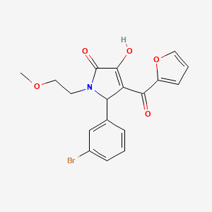 molecular formula C18H16BrNO5 B3989225 5-(3-bromophenyl)-4-(2-furoyl)-3-hydroxy-1-(2-methoxyethyl)-1,5-dihydro-2H-pyrrol-2-one 