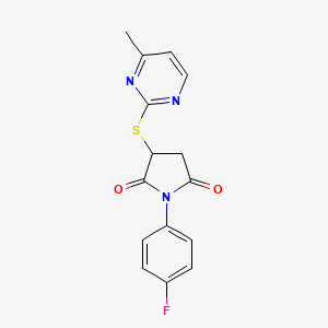 molecular formula C15H12FN3O2S B3989235 1-(4-fluorophenyl)-3-[(4-methyl-2-pyrimidinyl)thio]-2,5-pyrrolidinedione 