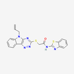 molecular formula C21H16N6OS2 B3989240 2-[(5-allyl-5H-[1,2,4]triazino[5,6-b]indol-3-yl)thio]-N-1,3-benzothiazol-2-ylacetamide 