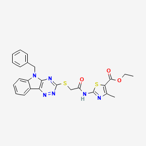 molecular formula C25H22N6O3S2 B3989270 ethyl 2-({[(5-benzyl-5H-[1,2,4]triazino[5,6-b]indol-3-yl)thio]acetyl}amino)-4-methyl-1,3-thiazole-5-carboxylate 