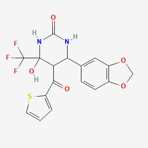 molecular formula C17H13F3N2O5S B3989284 6-(1,3-benzodioxol-5-yl)-4-hydroxy-5-(2-thienylcarbonyl)-4-(trifluoromethyl)tetrahydro-2(1H)-pyrimidinone 