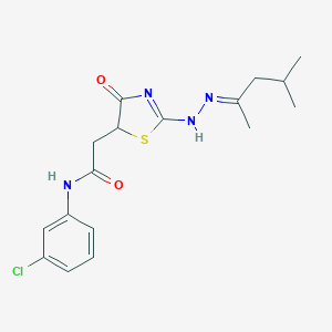N-(3-chlorophenyl)-2-[2-[(2E)-2-(4-methylpentan-2-ylidene)hydrazinyl]-4-oxo-1,3-thiazol-5-yl]acetamide