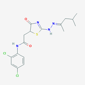 N-(2,4-dichlorophenyl)-2-[2-[(2E)-2-(4-methylpentan-2-ylidene)hydrazinyl]-4-oxo-1,3-thiazol-5-yl]acetamide
