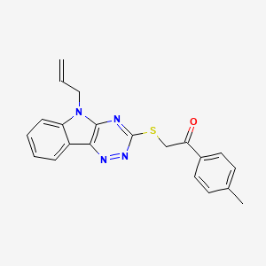 molecular formula C21H18N4OS B3989334 2-[(5-allyl-5H-[1,2,4]triazino[5,6-b]indol-3-yl)thio]-1-(4-methylphenyl)ethanone 
