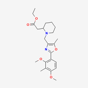 ethyl (1-{[2-(2,4-dimethoxy-3-methylphenyl)-5-methyl-1,3-oxazol-4-yl]methyl}-2-piperidinyl)acetate