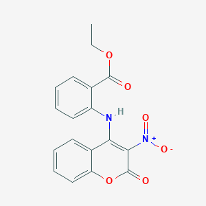 molecular formula C18H14N2O6 B3989346 ethyl 2-[(3-nitro-2-oxo-2H-chromen-4-yl)amino]benzoate 