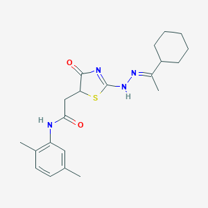 2-[2-[(2E)-2-(1-cyclohexylethylidene)hydrazinyl]-4-oxo-1,3-thiazol-5-yl]-N-(2,5-dimethylphenyl)acetamide