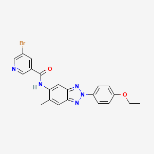 molecular formula C21H18BrN5O2 B3989359 5-bromo-N-[2-(4-ethoxyphenyl)-6-methyl-2H-1,2,3-benzotriazol-5-yl]nicotinamide 