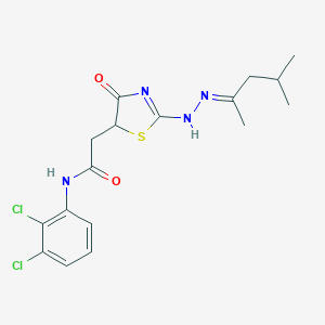 molecular formula C17H20Cl2N4O2S B398936 N-(2,3-dichlorophenyl)-2-[2-[(2E)-2-(4-methylpentan-2-ylidene)hydrazinyl]-4-oxo-1,3-thiazol-5-yl]acetamide 