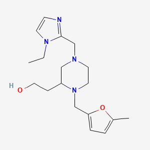 molecular formula C18H28N4O2 B3989381 2-{4-[(1-ethyl-1H-imidazol-2-yl)methyl]-1-[(5-methyl-2-furyl)methyl]-2-piperazinyl}ethanol 