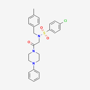 molecular formula C26H28ClN3O3S B3989433 4-chloro-N-(4-methylbenzyl)-N-[2-oxo-2-(4-phenyl-1-piperazinyl)ethyl]benzenesulfonamide 