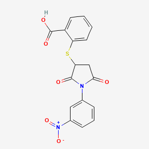 molecular formula C17H12N2O6S B3989476 2-{[1-(3-nitrophenyl)-2,5-dioxo-3-pyrrolidinyl]thio}benzoic acid 