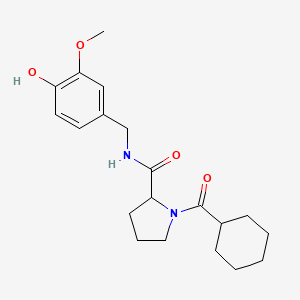 molecular formula C20H28N2O4 B3989495 1-(cyclohexylcarbonyl)-N-(4-hydroxy-3-methoxybenzyl)pyrrolidine-2-carboxamide 