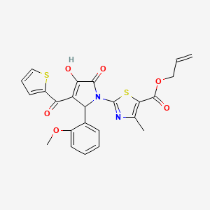 molecular formula C24H20N2O6S2 B3989509 allyl 2-[3-hydroxy-5-(2-methoxyphenyl)-2-oxo-4-(2-thienylcarbonyl)-2,5-dihydro-1H-pyrrol-1-yl]-4-methyl-1,3-thiazole-5-carboxylate 