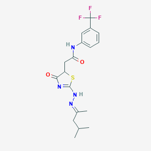 molecular formula C18H21F3N4O2S B398951 2-[2-[(2E)-2-(4-methylpentan-2-ylidene)hydrazinyl]-4-oxo-1,3-thiazol-5-yl]-N-[3-(trifluoromethyl)phenyl]acetamide 
