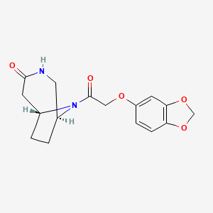 molecular formula C16H18N2O5 B3989532 (1S*,6R*)-9-[(1,3-benzodioxol-5-yloxy)acetyl]-3,9-diazabicyclo[4.2.1]nonan-4-one 
