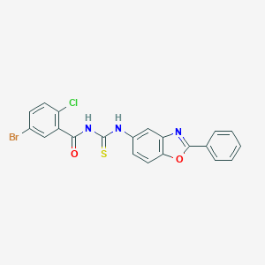 molecular formula C21H13BrClN3O2S B398954 5-bromo-2-chloro-N-[(2-phenyl-1,3-benzoxazol-5-yl)carbamothioyl]benzamide 