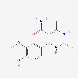 4-(4-HYDROXY-3-METHOXYPHENYL)-N,6-DIMETHYL-2-SULFANYLIDENE-1,2,3,4-TETRAHYDROPYRIMIDINE-5-CARBOXAMIDE