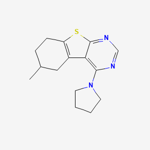 molecular formula C15H19N3S B3989548 6-methyl-4-(1-pyrrolidinyl)-5,6,7,8-tetrahydro[1]benzothieno[2,3-d]pyrimidine 