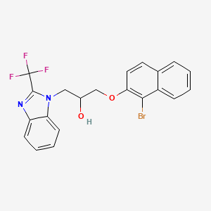 molecular formula C21H16BrF3N2O2 B3989597 1-[(1-Bromonaphthalen-2-YL)oxy]-3-[2-(trifluoromethyl)-1H-1,3-benzodiazol-1-YL]propan-2-OL 