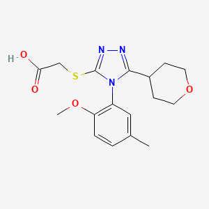 {[4-(2-methoxy-5-methylphenyl)-5-(tetrahydro-2H-pyran-4-yl)-4H-1,2,4-triazol-3-yl]thio}acetic acid